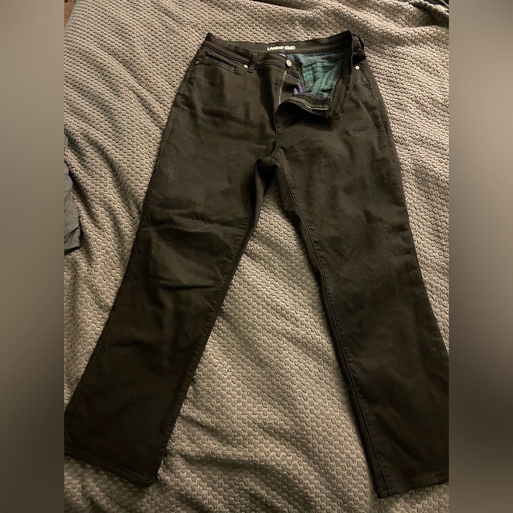 Lands’ End Straight Leg Flannel-lined Jeans